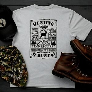 Hunting Rules Shirt Men | Deer Hunter Tee | Outdoorsman Graphic T‑Shirt | Camo